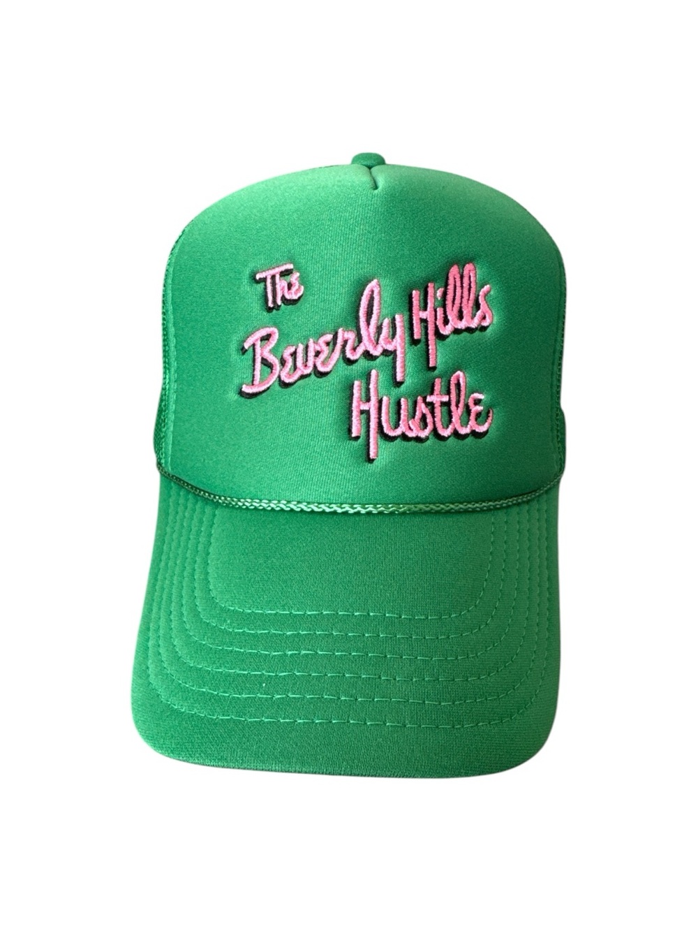 Good Quality Human Beverly Hills Hustle Green Pink Trucker Hat Snapback